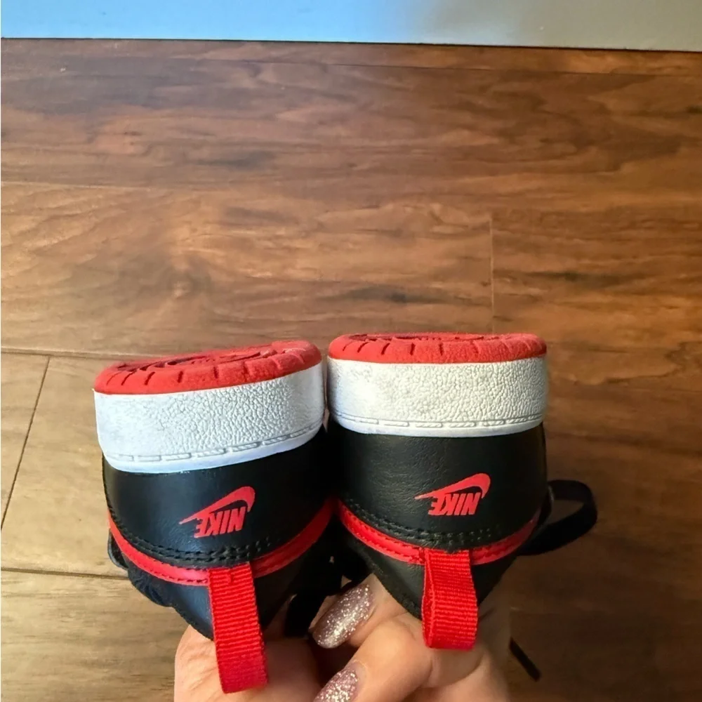 Kids Nike Court Borough Red and Black Sneakers-Size 8